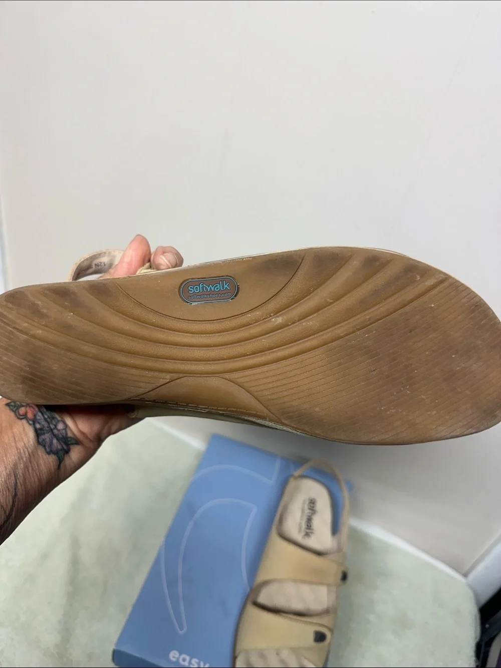 SoftWalk Beige Open-Back Comfort Sandal
